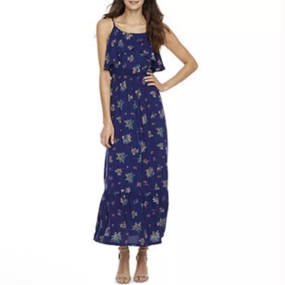 Peyton & Parker Blue Floral Adjustable Strap Dress Size XL